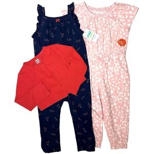 Child Of Mine Wonder Nation 2T 24mos Jumpsuit Outfit Lot Cherry 3pc Girl 1pc NWT